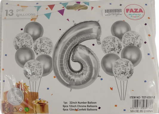 Casey 13pc Silver and White Balloon Set Nr.6